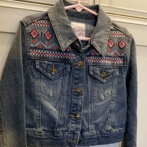 GB girls distressed jean jacket NWT M